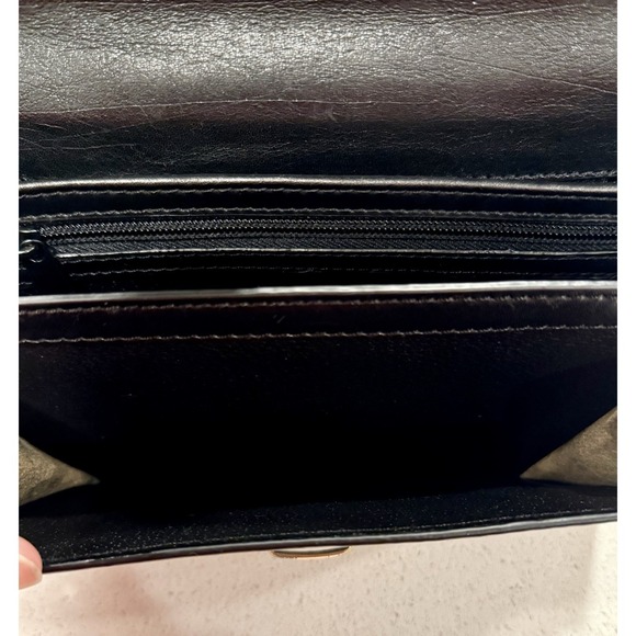 PORTAFOGLI PELLE TOSCANINO TRACOLLA LEATHER WALLET BORSA NERA BORSETTA CROSSBODY - Picture 10 of 16